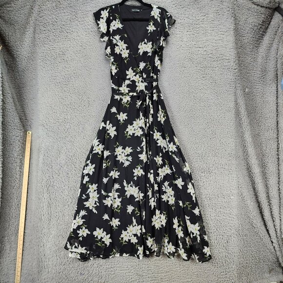 Alloy Apparel Dresses & Skirts - Alloy Apparel Dress Womens Large Bella Black White Floral V Neck Wrap Midi